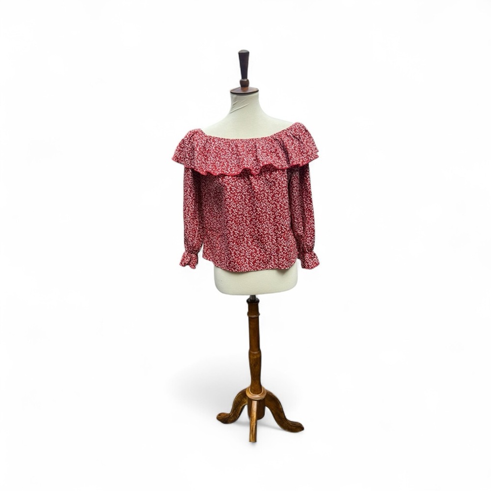 SHEIN Floral Off-Shoulder Red Top Size S